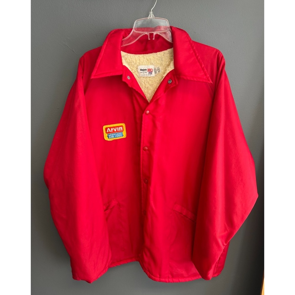 Vintage 60s 70s Mechanic Work Jacket Sz XL King Louie‎ Nylon Coat Arvin Auto